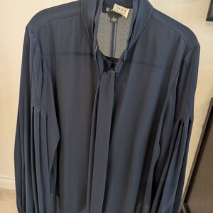 Navy Blue Long Sleeve Blouse